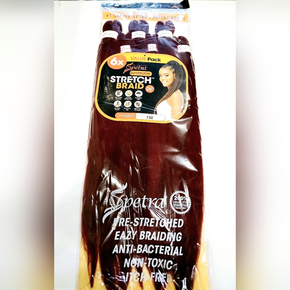 Spectra Pre-Stretched Braiding Hair Extensions 26" Of 6X Color 132